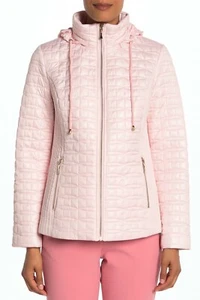NUEVO CON ETIQUETAS CHAQUETA DE MUJER KATE SPADE ACOLCHADA CAPUCHA FORRADA ROSA LLUVIA VIENTO CREMALLERA - Imagen 1 de 4