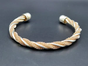 Vintage 925 Sterling Silver Wrapped Mesh Cuff /Torque Bangle - Picture 1 of 8