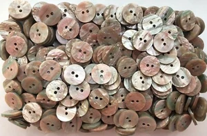 11mm 12mm 14mm 15mm Beige Shell EFFECT Pearlescent Polished 2 Hole Button Z131-3 - Picture 1 of 24
