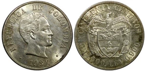 COLOMBIA Silver 1934 (S) 50 Centavos San Fransico Mint UNC GEM COIN  KM# 274 (0) - Picture 1 of 3