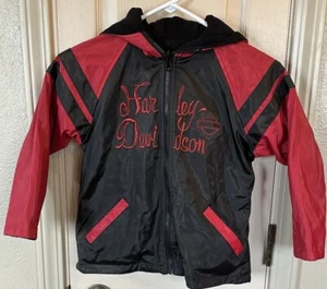 Harley Davidson Kids Size 6 Red & Black Embroidered Reversible Jacket - Picture 1 of 10
