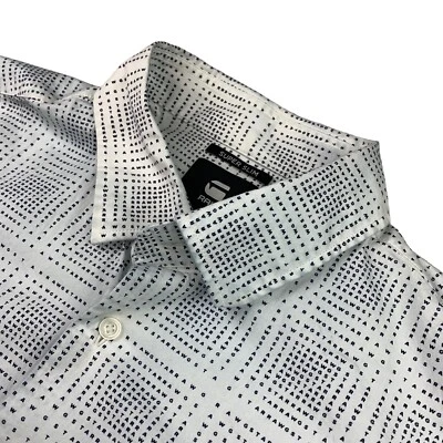 Camisa G-Star Raw Para Hombre Core Super Delgada L/S Botón Blanca Estampado Completo • 2XL Foto 1 de 4