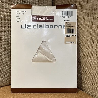 Liz Claiborne Opaque Gloss Size Small Cream Pantyhose Control Top Style 887 - Image 1 of 4