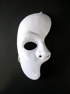 Gesichtsmaske weiße Halbmaske Phantom Opernmaske Faschings Maske Maskenball weiß - Bild 1 von 2