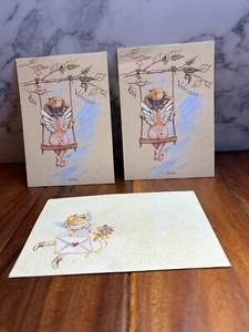 New Valentine's Day Set of 2 Cherub Angel Vintage Andrew Brownsword w/ Envelope - Picture 1 of 15