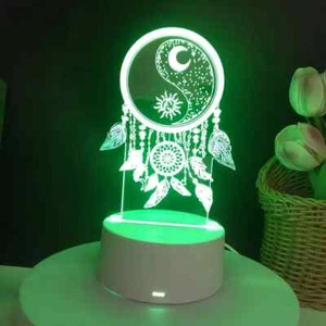 3D Night Light Touch-Activated Seven-Color Gradient USB LED Lights Bedroom - Picture 1 of 5