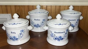 (4) Vintage blau weiße deutsche Kanister - Bild 1 von 14