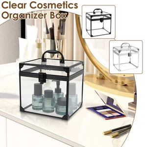 Makeup Box Clear Cosmetic Case with Latches and Handle Toiletry Organizer༯ - Picture 1 of 22