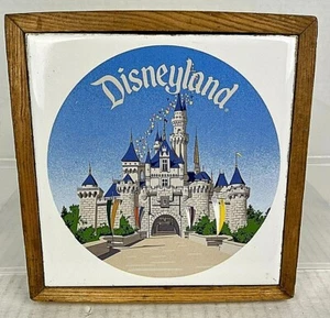Vtg DISNEYLAND Square Ceramic Trivet or Wall Hanging Sleeping Beauty's Castle  - Picture 1 of 6