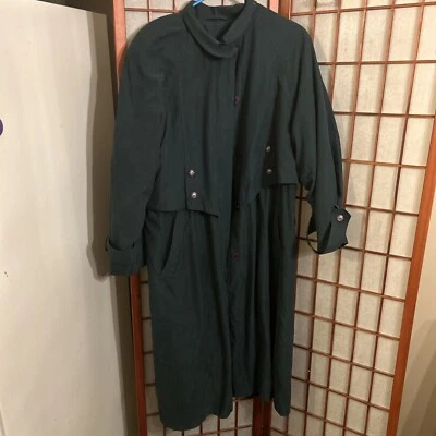 CAMBRIDGE GABARDINA LARGA VERDE FORRO INTERIOR Cremallera Talla 14 Foto 1 de 4