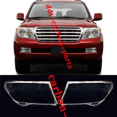 Pair For Toyota Land Cruiser LC200 2008-2012 LH&RH Headlight Lens Cover+Glue - Image 1 of 4