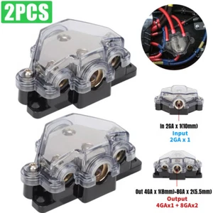 2x Bloque de distribución de 3 vías calibre 2 en coche amplificador de audio potencia tierra distribuidor EE. UU. - Imagen 1 de 8