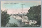 Grand River Bridge CAYUGA Ontario?Antique Hand Colored Postcard 1911