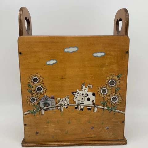 VTG Country Farm Animal Wood Magazine Rack/ Holder Cover