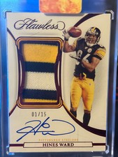 2022 Panini Flawless Ruby Autograph Auto Game Used Patch #HW Hines Ward 01/15