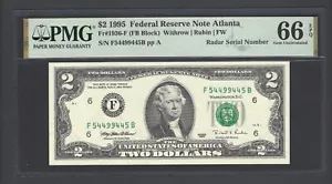 United States - 2$ 1995 Fr#1936-F (FB Block) "Radar S/N 54499445" UNC Grade 66 - Picture 1 of 2