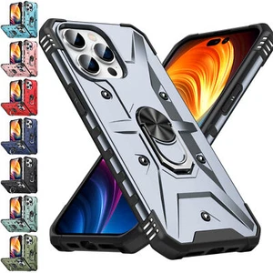 Do iPhone 15/14/13/12/11/XR/8/7 Magnetyczny uchwyt samochodowy Odporny na wstrząsy pierścień Stojak Case - Zdjęcie 1 z 17