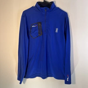 RLX Ralph Lauren Jacket 1/4 Zip Pullover Men's L Blue Herringbone Long Sleeve - Picture 1 of 12