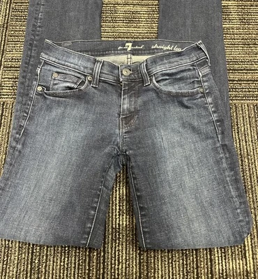 SEVEN 7 FOR ALL MANKIND Women's Straight Leg Jeans Dark Wash Low Rise Size 26x32 - Image 1 of 4