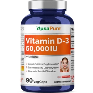 NusaPure Vitamina D3 50000 UI 90 Capsule Vegetali Non OGM Vegan - Foto 1 di 7