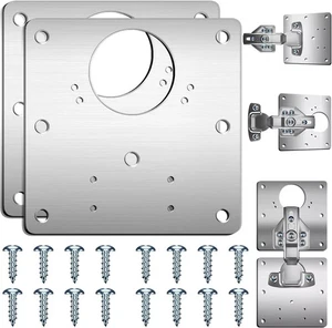 KITCHEN CUPBOARD DOOR HINGE REPAIR KIT PLATE AND FIXING SCREWS CABINET HINGES UK - Picture 1 of 19