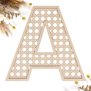 Lettere Rattan Legno 8 Pollici Lettere Legno R per Decorazione Parete Artigianato Boho Nursery D - Foto 1 di 18