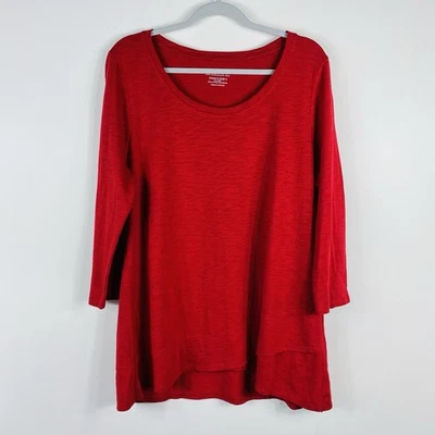 Camiseta Chico's Talla Grande 12 2 Slub Crossover Manga 3/4 Ultimate Roja Foto 1 de 4