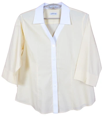 TB14071 NUEVO ORVIS Blusa Mujer Sin Arrugas 100% Algodón Manga 3/4 Amarillo 20 Foto 1 de 4