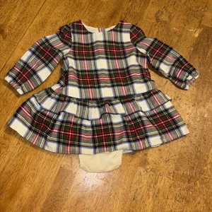 Baby Gap kariertes gerafftes Festtagskleid Größe 6-12 Monate neu ohne Etikett Baumwolle mit Unterhose - Bild 1 von 13