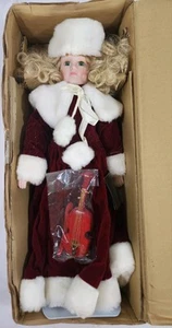 Bambola HOUSE OF LLOYD 1990 Natale Giro del Mondo-Melodia con violino e supporto nuova con scatola - Foto 1 di 5
