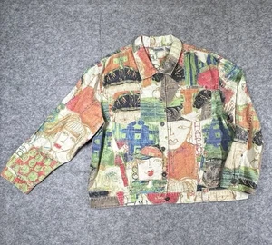 Damen Chico Blazer/Jacke-Gr.3 100% Baumwolle-Happy/Fun/Abstrakte Grafik-Gesichter - Bild 1 von 10