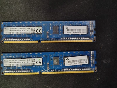 SKhynix 8GB (2x4GB) DDR3-1600 PC3L-12800U PC Memory RAM HP 698650-154 - Image 1 of 2