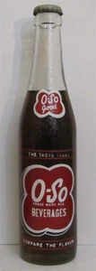 O-SO Beverages (Cherry Soda) (Full) ACL Soda Bottle 10oz. 1953 Peoria, ILL. - Picture 1 of 4
