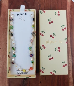 Piper K Süßwasserperlen Herz mit Blumenmuster Halskette 16” + 3”. NEU IM KARTON! - Bild 1 von 5