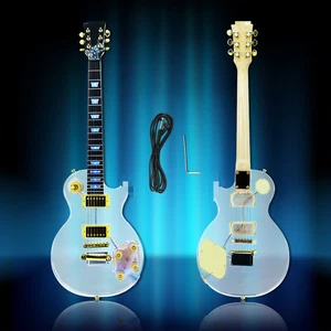New 6-string Acrylic Body Blue LED Rosewood Fretboard Maple Neck Electric Guitar - Picture 1 of 17