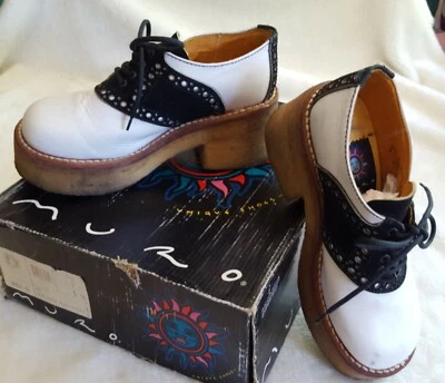 Vtg 90's MURO Black & White Platform Saddle Shoes 6.5 7 Rockabilly Festival y2k - Image 1 of 4