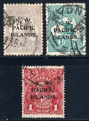 NW Pacific Islands, sobreimpresión en Australia, 1d, 6d, 1s, usado, 1915-25 Foto 1 de 2