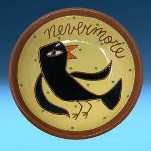Animalia x Pritchett & Shelby Raven "Nevermore" Firmado Estudio Arte Cerámica Cuenco - Imagen 1 de 5
