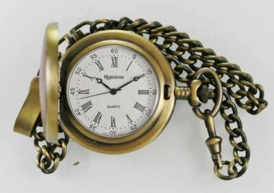 Majestron Watch Mens Stainless Gold Brown Leather Battery Water Re White Quartz - Image 1 of 3