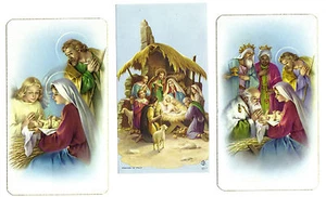 Lot of 3 Different Nativity scene Holy cards Printed in Italy & Gold Edged - Picture 1 of 2