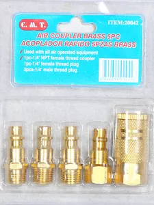 5PZ SET TAGLIO RAPIDO OTTONE SOLIDO CONNETTORE TUBO ARIA SCOLLEGARE - Foto 1 di 1