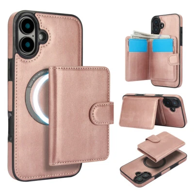 For iPhone 16 15 14 13 12 Pro Max Mag safe Magnetic Detachable Wallet Card Case - Image 1 of 4