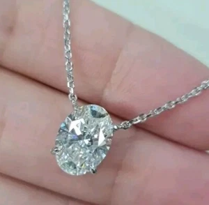 2.60 Ct Certified Treated Off White Diamond Solitaire Pendant In 925 Silver - Picture 1 of 8