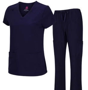 Medical Nursing Natural Uniforms Women's Cool Stretch V-Neck Top and Cargo Pant  - Picture 1 of 28