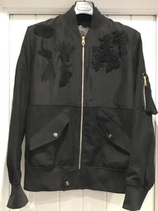 NEW PAUL SMITH BLACK WOOL BOMBER HAWAIIAN BLACK EMBROIDERED SIZE SMALL  - Picture 1 of 12