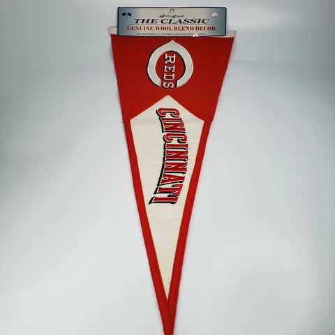 Large Cincinnati Reds Baseball Wool/ Acrylic Felt Pennant Banner 39” X 17” Cover