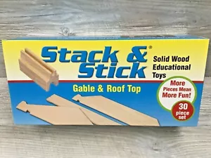 New Stack & Stick Solid Wood Building Blocks Toy Set 30 pc. Gable & Roof Top Set - Picture 1 of 4