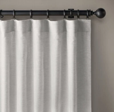 New (2) Restoration Hardware White Sheer Belgian Linen Drapery Rod Pocket 50x84 - Image 1 of 4