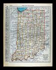 1937 Rand McNally Map Indiana Indianapolis Evansville New Albany Fort Wayne IN