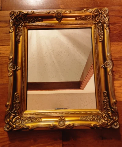Antique style gilted framed mirror French Ornate Embossed Antique Gold 13"x11" Cover